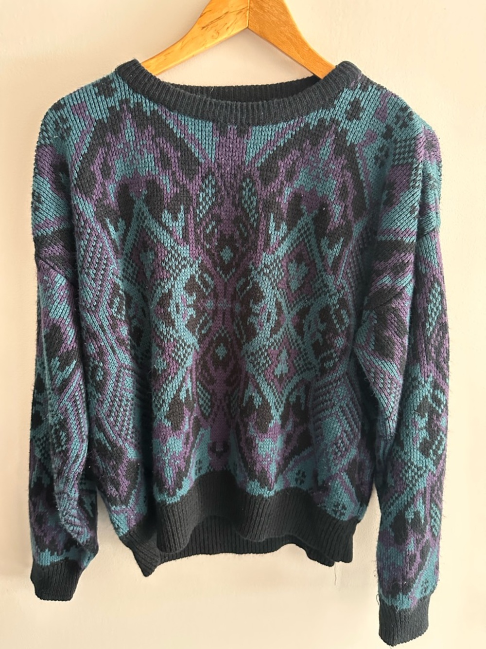 McGregor Teal & Purple Geometric Crewneck Sweater